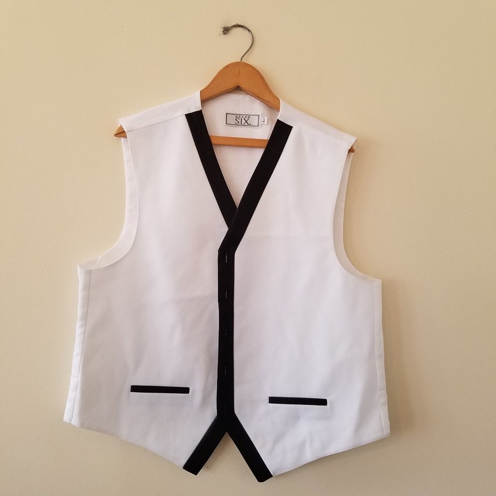 White Men's Vest with Black Trim Size L